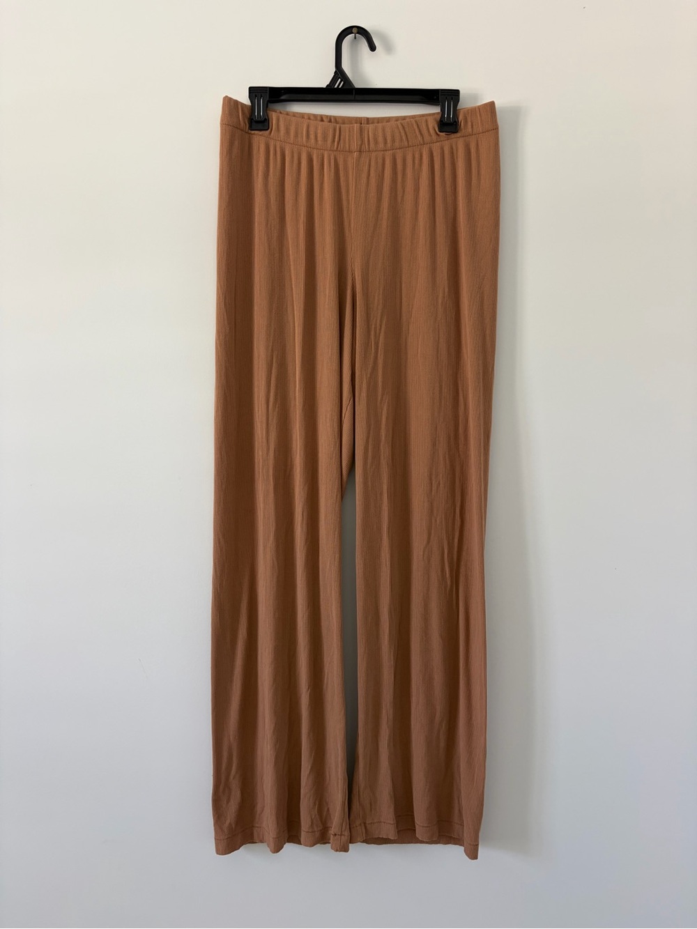SKIMS Camel Brown Ribbed Wide Leg Casual Lounge Pant Large
